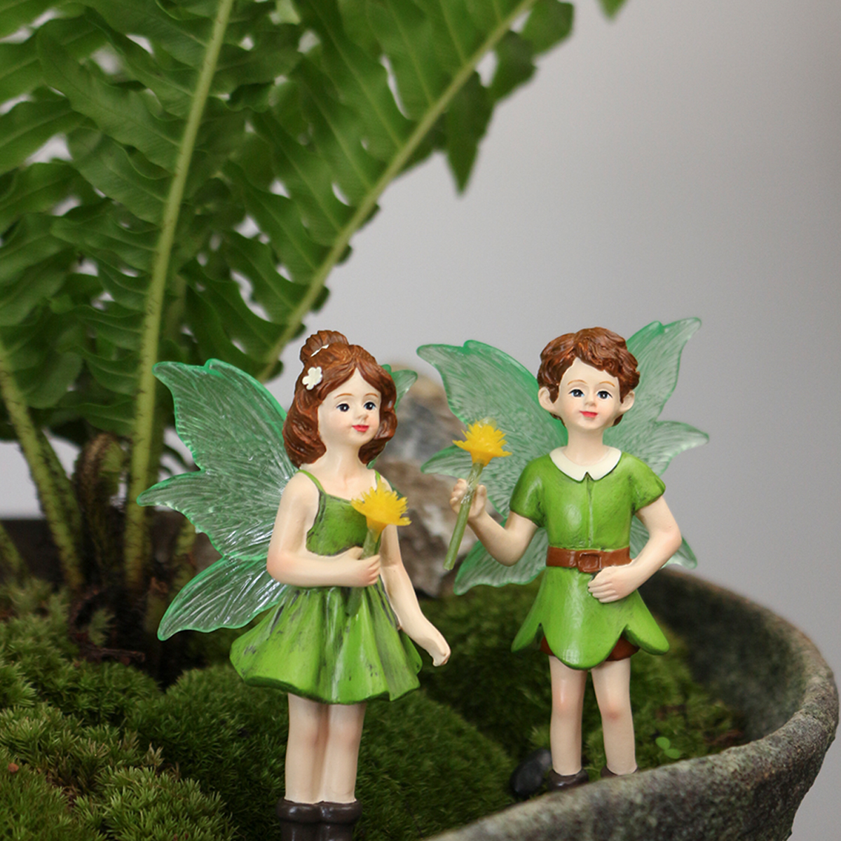 Bonsai Garden World - 2pcs Spring Green Fluorescent Wings Fairy