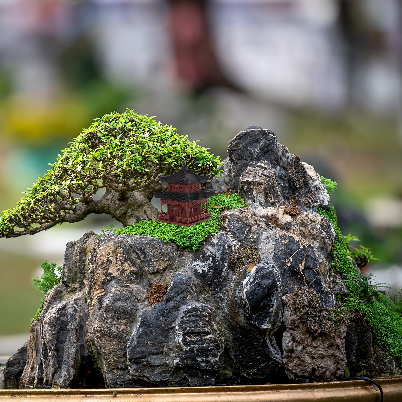 Bonsai Garden Set Up - Chinese Style Mini Pavilion Statue for