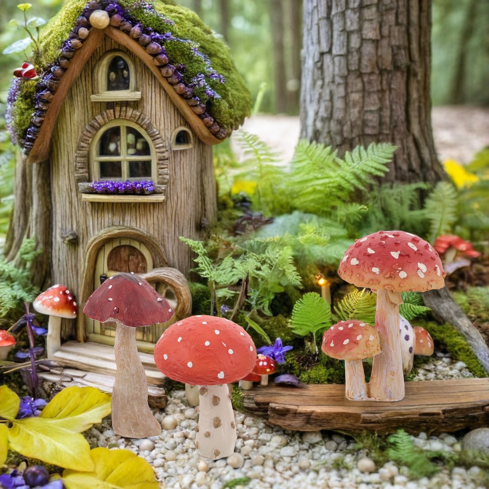 3Pcs Resin Mushroom Garden Sta - Bonsai Garden Set Up ulasan dan harga