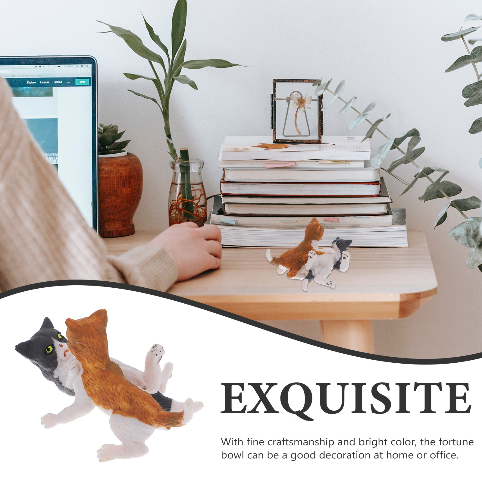 Miniature Cat Statue Fine Deta - Bonsai Garden Set Up ulasan dan harga