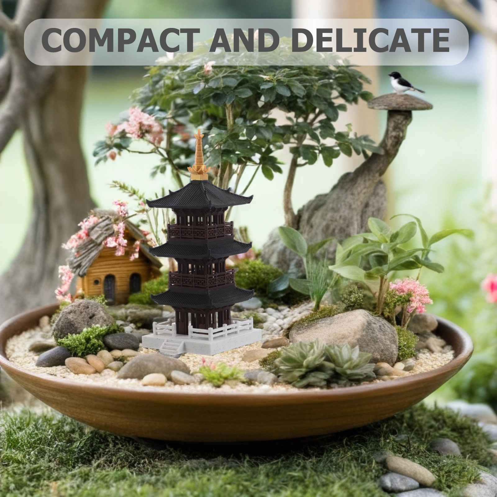 Chinese Pagoda Sculpture Minia - Bonsai Garden Set Up ulasan dan harga