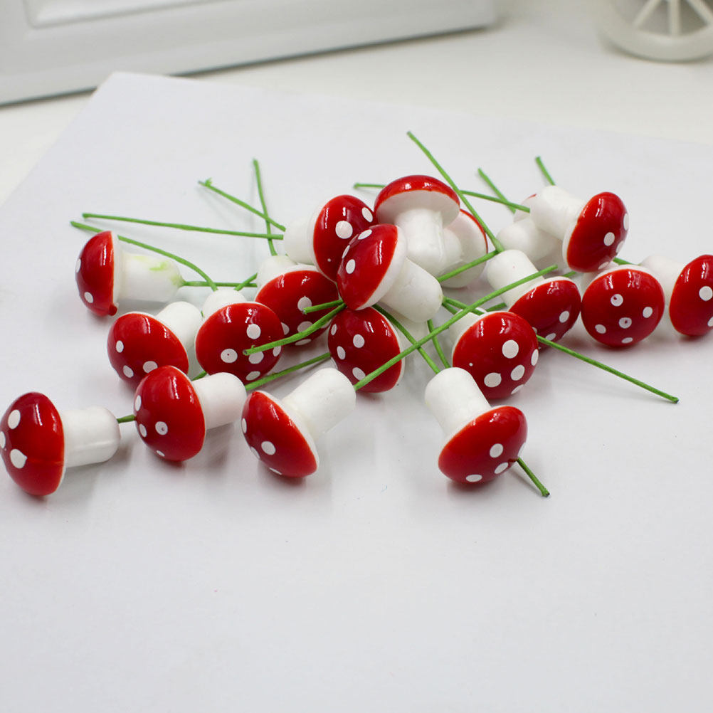 100Pcs Red Simulated Mushroom  - Bonsai Garden World ulasan dan harga