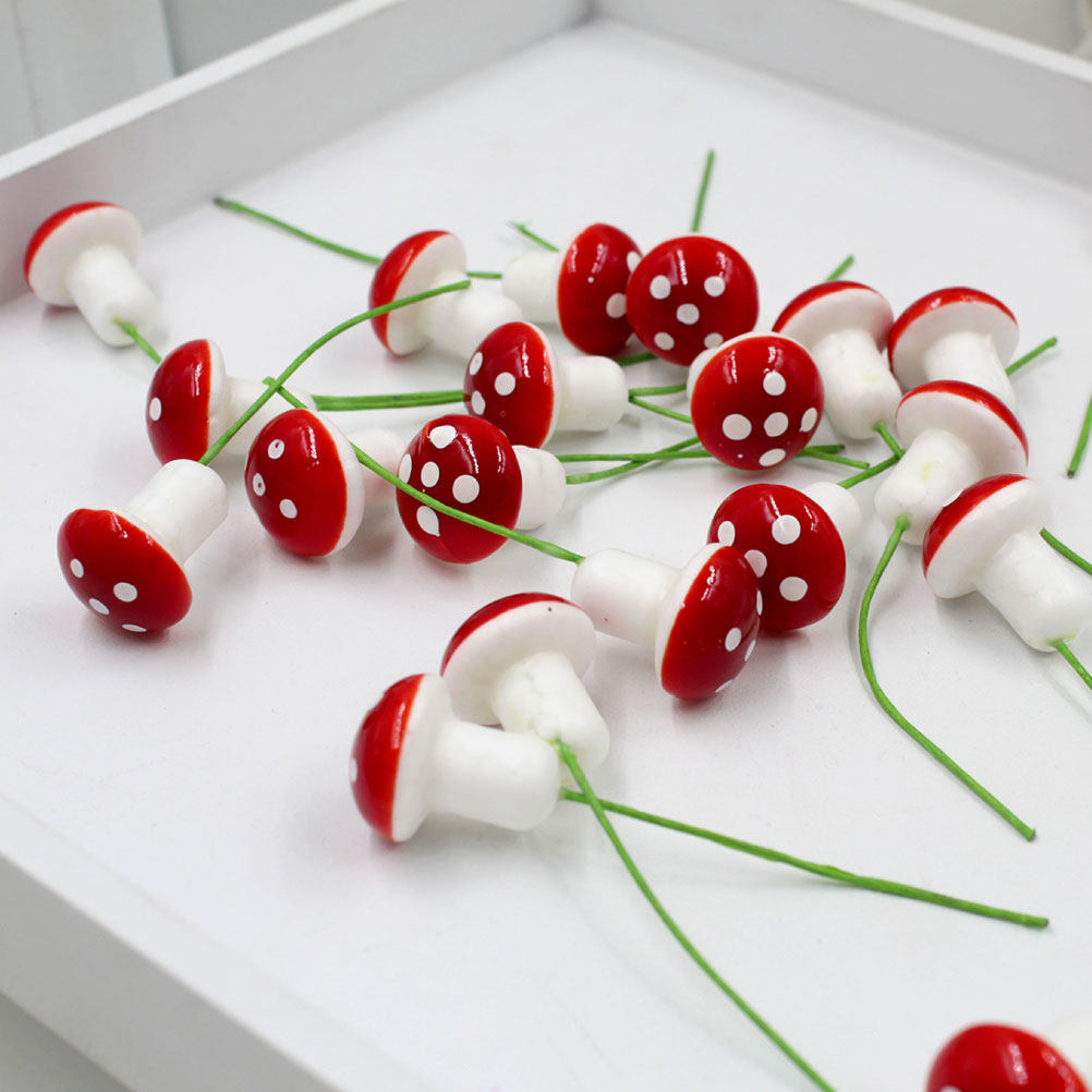 100Pcs Red Simulated Mushroom  - Bonsai Garden World ulasan dan harga