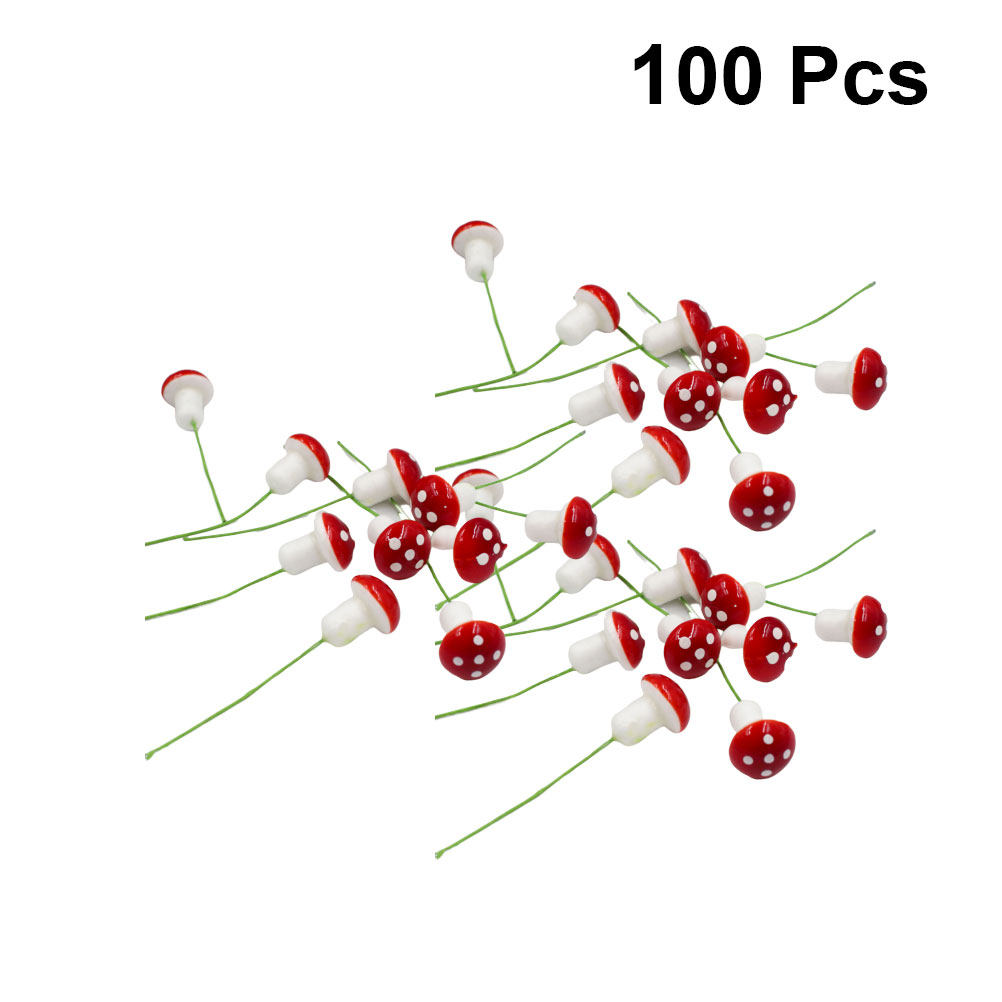 100Pcs Red Simulated Mushroom  - Bonsai Garden World ulasan dan harga